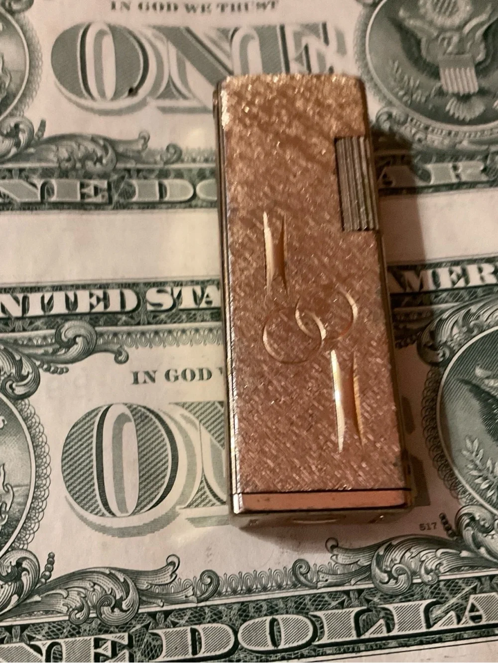 Textured Gold-Tone Rectangular Pocket Lighter